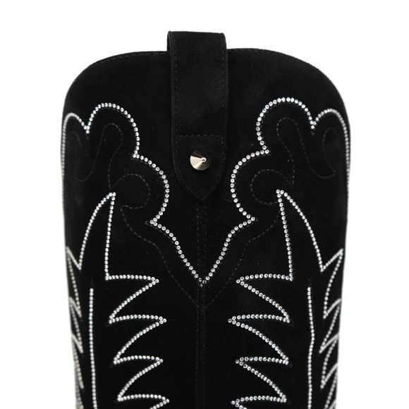 Christian Louboutin Boots Santia Botta Strass 85 Black Suede Size 39.5 US New - Picture 7 of 9